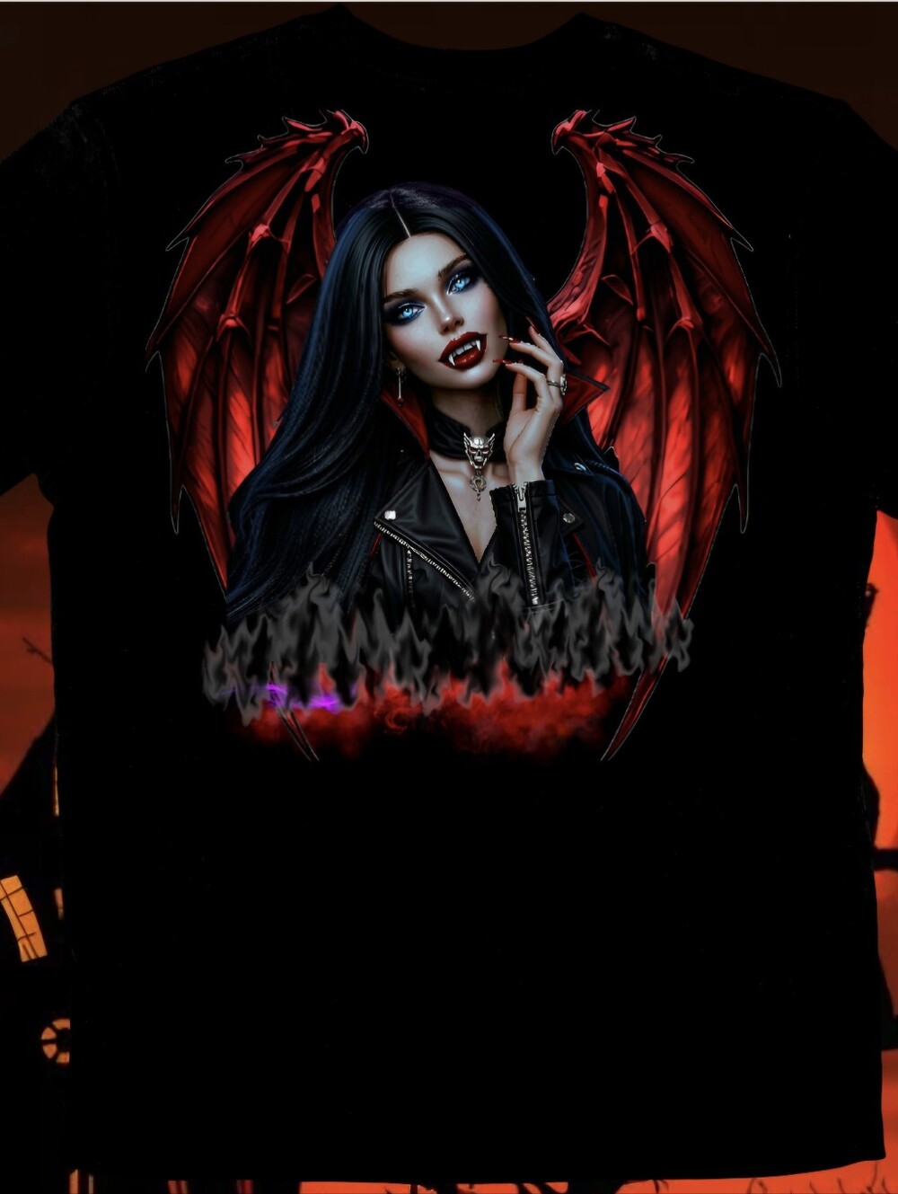 Gothic Vampire Queen Tee With Hand-Placed Crystals - Custom Shirt